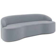 Imagem de Sofá 3 Lugares Curvo Sala De Estar Living Lótus D02 Veludo Cinza 180 Cm C-317