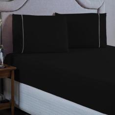 Imagem de Conjunto Cama Queen 400 Fios Lençol Com Elástico Fronha Ponto Palito 3