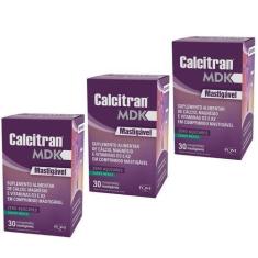 Imagem de Kit 3 Calcitran Mdk Mastigável Menta Cálcio D3 K2 Sem Açúcar