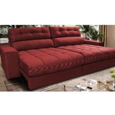 Imagem de Sofá Retrátil e Reclinável 2,12m Molas Ensacadas Cama Inbox Brasil Velusoft Vermelho