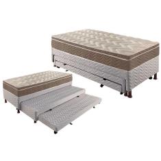 Imagem de Cama Box C/Auxiliar Solteiro: Colchão D33 Confort Ultra Firme + Tricama Base Rústico White(88X188)