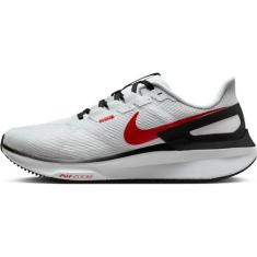 Imagem de Nike Structure 25 Tênis de corrida masculino (DJ7883-106, branco/preto/cinza claro/cinza claro), Branco Vermelho Fogo Preto Lt Smoke, 42