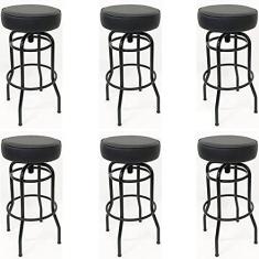 Imagem de Kit 6 Banquetas Bar Alta Giratória Preta Assento Preto - Poltronas do Sul