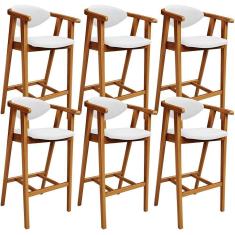 Imagem de Kit 06 Banquetas Alta Para Cozinha Bancada Bar Sala De Jantar Fixa Cecília L02 Facto Branco - Lyam