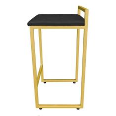 Imagem de Banqueta Alta Lavínia Suede Base Dourado Preto