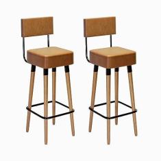 Imagem de Conjunto 2 Banqueta Alta 70 cm Pés Palito Barcelona Amarula