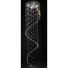 Imagem de Lustre De Cristal Legítimo Espiral Com 1,80M De Altura, Base De Inox Espelhado Com 40Cm De Diâmetro