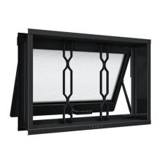 Imagem de Janela de Aço Maxim-Ar com Grade Mosaico 40x60cm Aço Pronto Riobras