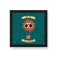 Imagem de Arte Maníacos Quadro Decorativo Dia de Los Muertos Flor - 30x30cm (Moldura em laca )