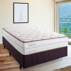 Imagem de Cama Box Casal Molas Ensacadas 138x188x32cm Holanda Herval Branco/Marrom