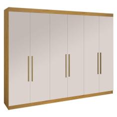 Imagem de Guarda Roupa Da Vinci 6 Portas 6 Gavetas Casal D Doro Cor Cinamomo Off White