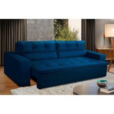 Imagem de Sofá Retrátil e Reclinável 3 lugares com Molas 2,00m Vegas Suede Azul Adonai Estofados