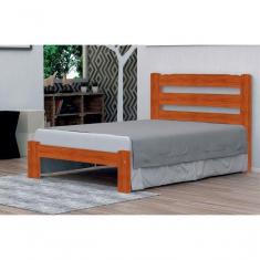 Imagem de Cama De Casal Luna De Madeira Maciça Angelim Pedra/tauari - Cor Mel