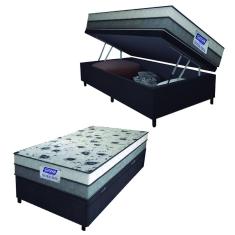 Imagem de Cama Box Baú Solteiro Colchão Espuma D33 Fort 88x188x62cm Cinza / Branco Gazin - Suporta até 150kg por Pessoa