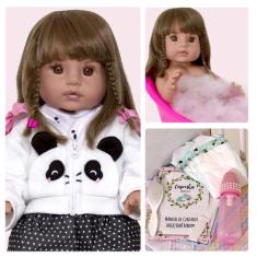 Imagem de Bebê Boneca Tipo Reborn Panda Com Kit De Acessórios E Bolsa - Cegonha