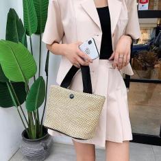 Imagem de Bolsa de vime Bolsa de tecido Bolsa de ombro Bolsa de palha Bolsa de ombro de palha Bolsa transversal de palha Bolsa casual de palha de praia Bolsa feita à mão para mulheres Bolsa envelope c