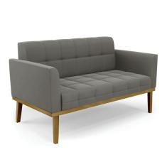 Imagem de Sofá Namoradeira Base de Madeira Castanho Elisa Suede D03 - D`Rossi