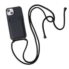 Imagem de Capa de telefone com cordão crossbody para iPhone 15 14 13 12 11 Pro Max SE X XR XS Max 7 8 Plus Capa de silicone líquido, BK, para iPhone 12Pro Max