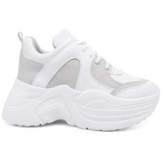 Imagem de Tenis Feminino Sola Alta Branco E Cinza Macio E Confortavel - HILLSSHO
