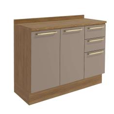 Imagem de Balcão de Cozinha com Tampo Botanic 2 pt 3 gv Fendi e Nogueira