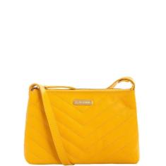Imagem de Bolsa Tiracolo Leopoldine Mostarda em Couro Legítimo com Textura Matelassê-Feminino
