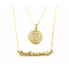 Imagem de Colar Duplo Profissão Gastronomia Chefe Cozinha Folheado