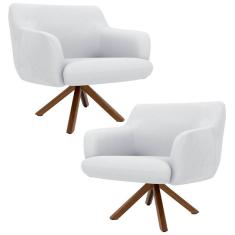 Imagem de Kit 2 Poltronas Decorativas Giratórias Base Giromad Madeira Jade C-12 Corano  - Domi