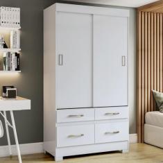 Imagem de Guarda-Roupa Solteiro Marel 2 Portas 4 Gavetas Flex Branco/Rosa Chá -