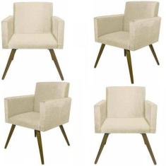 Imagem de Kit Com 4 Poltronas Decorativas Nina Sued Bege