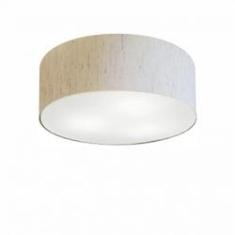 Imagem de Plafon Cilíndrico Cúpula em Tecido 40x12 Linho Bege Bivolt