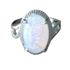 Imagem de MuYiYi11 Anel de opala feminino super brilhante oval opala anel dedo joia presente