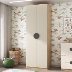 Imagem de Guarda Roupa Infantil Modulado 2 Portas com Nichos e 2 Gavetas Joy Kids Cabecasa Madeiramadeira Cinza/avena