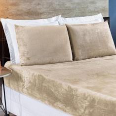 Imagem de Jogo De Cama Solteiro Biasoft Manta Microfibra - Cáqui - Bia Enxovais