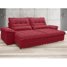 Imagem de Sofá Bergamo 2,90M Assento Retrátil E Reclinável Velosuede Vermelho - Netsofas