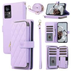Imagem de Furiet Capa carteira para Xiaomi 12T/12T Pro 5G com alça de pulso destacável, alça de ombro transversal, 9+ compartimentos para cartões, bolsa com zíper, luxuosa, couro PU, suporte para celular Mi T12