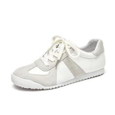 Imagem de BEAU TODAY Tênis feminino moderno, de couro legítimo, casual com cadarço, patchwork, tênis de corrida leve e confortável, Cinza, 34