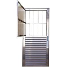 Imagem de Porta Social Palheta de Alumínio 210 X 90cm Linha 25 Lado Direito Esquadrias Bergame Brilhante
