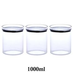 Imagem de 3 Potes Herméticos Redondo Empilháveis 1000ml para armazenamento de alimentos