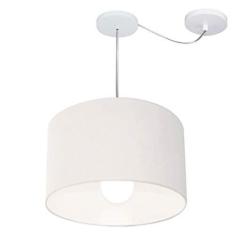 Imagem de Lustre Pendente Cilíndrico Com Desvio de Centro Vivare Md-4226 Cúpula em Tecido 40x25cm - Bivolt