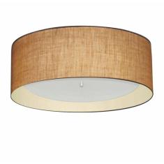 Imagem de Plafon Cilíndrico Md-3008 Cúpula Em Duplo Tecido 60X25cm Palha / Bege - Bivolt