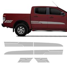 Imagem de Kit Faixa Ford Ranger Sport 2014/2019 Adesivo Prata Cabine Dupla
