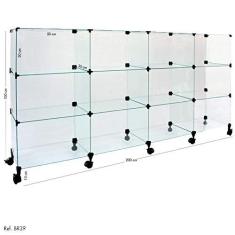 Imagem de Balcão de Atendimento Modulado em Vidro com Rodízios - 2,00 x 1,00 x 0,30