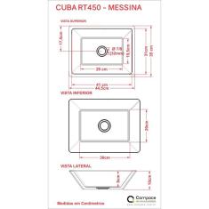 Imagem de Bancada para Banheiro Cuba RT45 com Prateleira 605w Metrópole Compace Carvalho