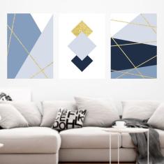 Imagem de Kit 3 Quadros Decorativos Geométrico Linhas s 45x34cm