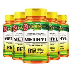 Imagem de Kit 5 Vitamina B12 Metilcobalamina Alto Teor 60 Cáps Vegano