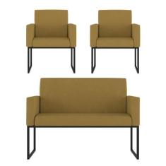 Imagem de Kit Sofá 2 Lugares + 2 Poltronas Para Recepção Sala Balaqui - Balaqui