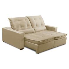 Imagem de Sofa Retratil Reclinavel 2 Lugares 2,70m Atlantis Veludo Bege Lansofbr
