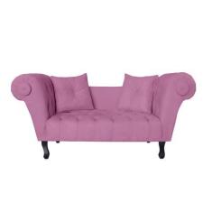 Imagem de Recamier Decorativo Divã Dubai Suede Rosa Pés Madeira Mz Decor - Mazze