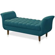 Imagem de Recamier Calçadeira Decorativo Quarto Closset 150cm Grecia Suede Azul Turquesa - LM DECOR