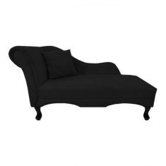 Imagem de Recamier Divã Estofado Direito De Quem Senta Olívia Suede Preto - Inca